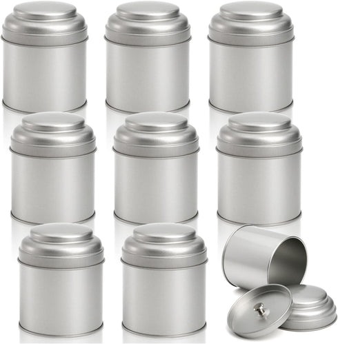 Lawei 9 Pack Tea Tins Canister - 8 OZ Round Tin Can Box with Airtight Double Lids for Storage Tea, Coffee, Sugar,
