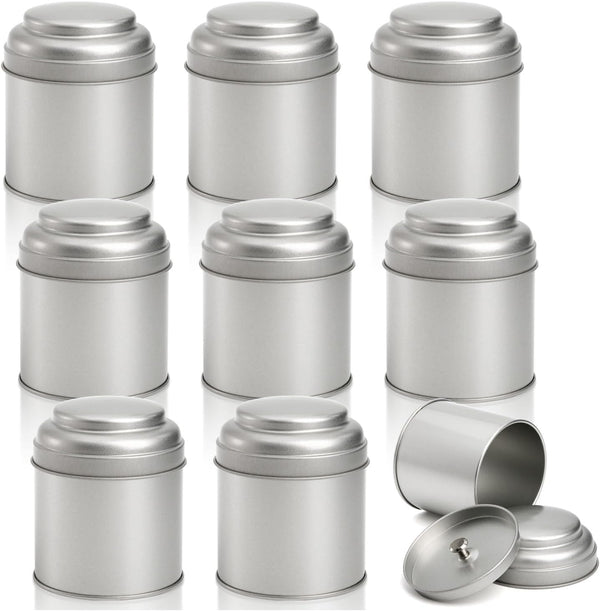 Lawei 9 Pack Tea Tins Canister - 8 OZ Round Tin Can Box with Airtight Double Lids for Storage Tea, Coffee, Sugar,