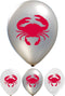 Party Zone Set of 16 pcs Crab Balloons, Under the Sea Animals