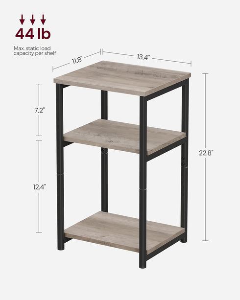 ULET273B02 VASAGLE Side Table, Small End Table, Tall Nightstand for Living Room, Bedroom, Office, Bathroom, Greige