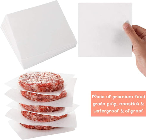 Square Patty Paper Set of 300, 5.5x5.5 Inch Non Stick Patty Paper Sheets for Burger Press and Baking