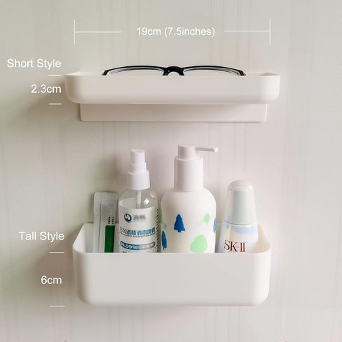 2 Styles Adhesive Plastic Floating Shelves Stick on Wall Mounted Shower Organizer Caddy for Bathroom Kitchen Cabinet