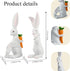 2Pcs 5.5 Inch Easter Bunny Decorations - White Resin Easter Rabbits with Carrot, Decorative Bunnies Mom with Kids