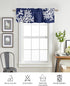Navy Blue Coral Farmhouse Short Window Curtain Valances, 1 Panel Coastal Nautical Rod Pocket Kitchen Valances