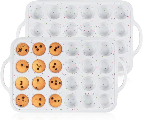 CAKETIME Mini Muffin Pan, 2 Pack of 24 Cups Nonstick Mini Cupcake Pans with Handle for Baking Mini Treats