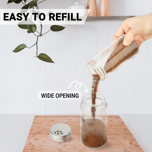 Segarty Spice Jar with Shaker Lids, 6 Pack 6 oz Glass Spice Jars with Adjustable Pour Holes