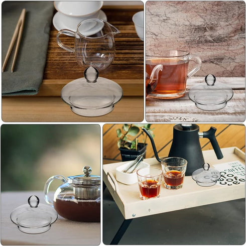 UPKOCH Tea Steeper, 4 Pack Glass Teapot Lid Replacement, Teapot Strainer Covers and Tea Filters