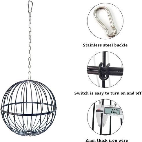 7.1 Inch 15.7 Inch Hanging Chicken Feeder - Large Iron Chicken Veggie Treat Ball - Sturdy Chicken Treat Holder