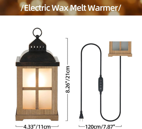 Decorative Candle Warmer Lantern with Timer, 2 in 1 Farmhouse Scented Wax Melt Warmer for Home Decor