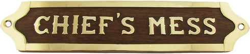 Treasure Gurus Chiefs Mess Brass Door Sign, Maritime Ships Plaque