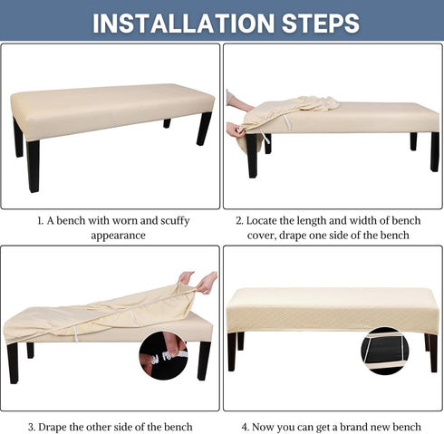 SearchI Waterproof Dining Bench Cover, Stretch Washable Long Bench Seat Covers, Rectangle Dining Table Bench Slipover