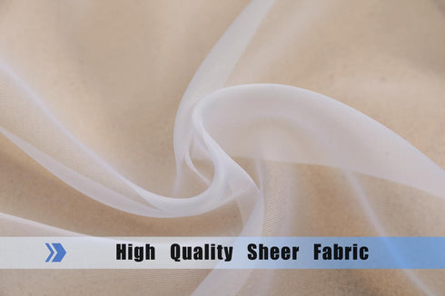 WPM White Sheer Curtains, 58" Wide x 84" Long 2 Panels for Living Room Window Treatment