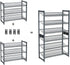 3-Tier 9-12 ULMR03GB SONGMICS Shoe Rack, Shoe Organizer, Metal Shoe Storage for Garage, Stackable Shoe Shelf