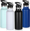 Volhoply 17oz Insulated Water Bottle Bulk 4 Pack, Stainless Steel Kids Water Bottles with Straw Lid, Reusable Metal