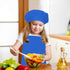 Kids Adjustable Cotton Apron and Chef Hat Set, Blue Kitchen Bib Aprons for Cooking Baking Painting