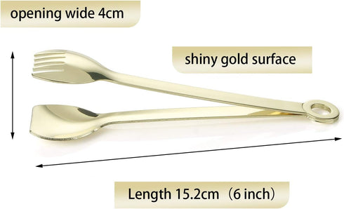Mini Appetizer Tongs Stainless Steel Set of 4, MSY BIGSUNNY Gold Plated Small Serving Tongs, 6 Inch(15.2cm, Golden) by MSY BIGSUNNY