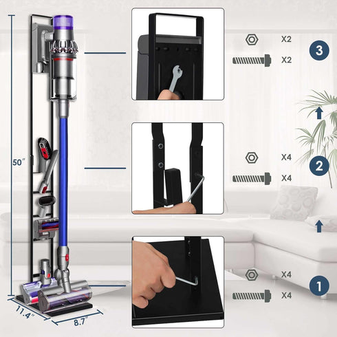 Vacuum Stand for Dyson V15 V11 V10 V8 V7 V6 with Wheels, Heavy Base Metal Bracket Holder for Storage