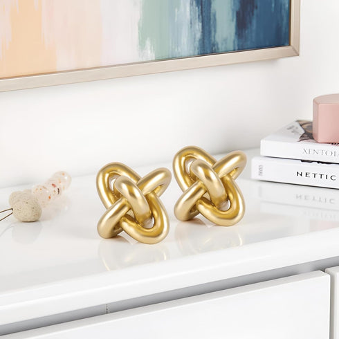 XMGZQ Gold Knot Decor for Coffee Table Book,Chain Link Living Room Decor Item for Bookshelf Entryway Nightstand TV