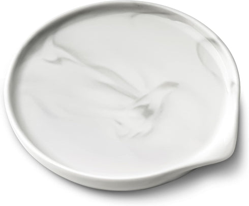 Large Ceramic Spoon Rest for Kitchen - Dishwasher Safe Marble Decor Spoon Holder, 5.5 Inches
