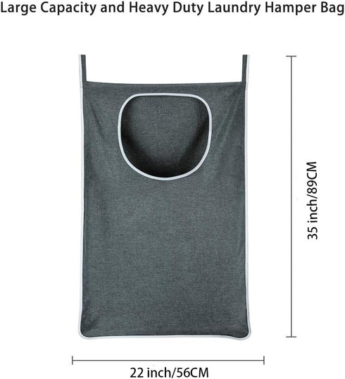 XL Hanging Laundry Bags, Over Door Wash Bags for Dirty Clothes, Space Saving Portable Toy Storage Bag (35x22 Inch)