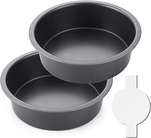 HONGBAKE 8 Inch Round Cake Pan Set with 60 Pieces Parchment Paper, Nonstick Circle Cake Pans Set of 2