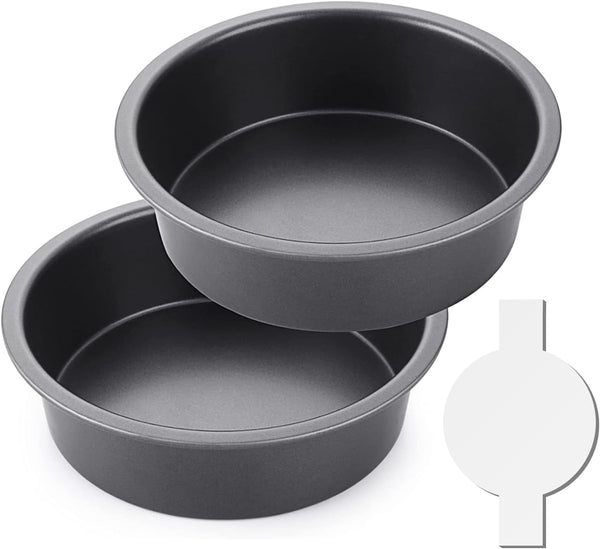 HONGBAKE 8 Inch Round Cake Pan Set with 60 Pieces Parchment Paper, Nonstick Circle Cake Pans Set of 2