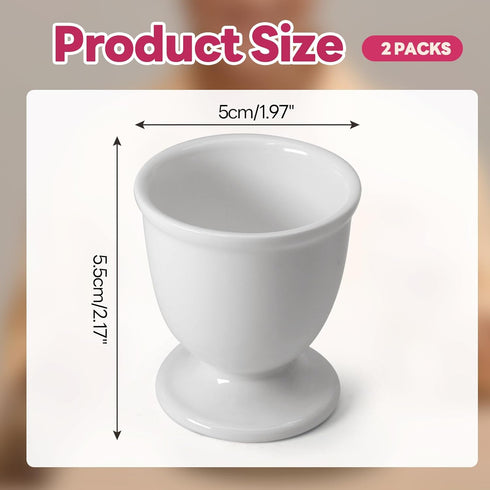 vibedor 2 Pcs Ceramic Egg Stand Holders, Porcelain Egg Holders White Egg Cups for Soft Boiled Eggs in Kitchen