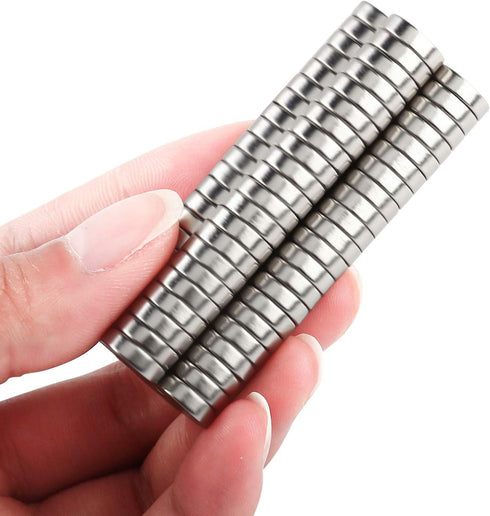 DIYMAG 100Pcs Premium Brushed Nickel Refrigerator Magnets - Small Round Cylinder Fridge Magnets for Office