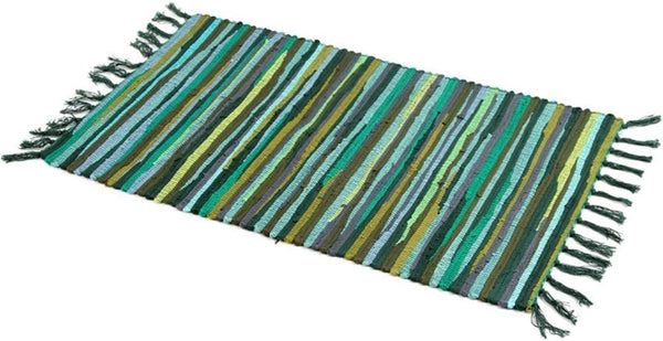 Chindi Rag Rug, Multi Color Striped Area Rug, Machine Washable Cotton, 20'' x 31"
