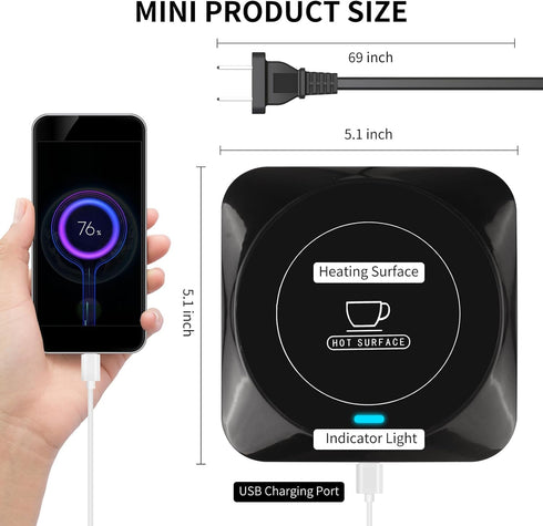 COFFEE MUG WARMER , Smart USB Coffee Cup Warmer with Pressure-Induced Auto On/Off, Coffee Accessories for Home Office