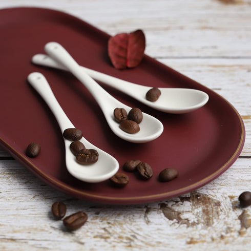 Porcelain Egg Spoons Set of 8, Ceramic Teaspoons for Tea Coffee Desserts Salt Sugar Spoon