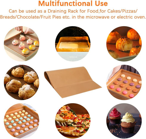 6 Sheets Silicone Baking Mats Non-Stick Reusable, Oil Brush Baking Mat Sheet Liner Set 30 * 40cm