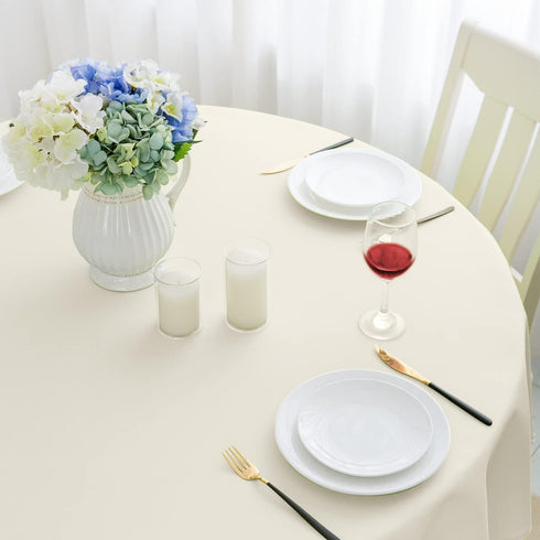 Romanstile Round Waterproof Tablecloth - Stain Resistant Washable Table Cloths for Indoor and Outdoor, Ivory