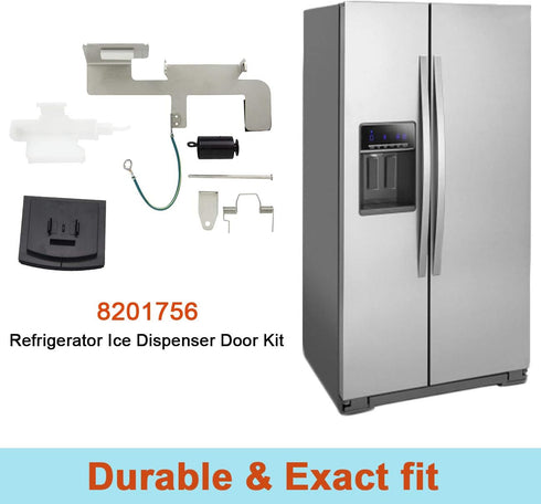 8201756 W10823377 Refrigerator Ice Dispenser Door Kit for Whirlpool, Door Chute W10467899, AP3872692
