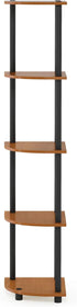 5-Tier Furinno TURN-N-TUBE Corner Shelf, Corner Bookshelf, Open Storage Shelves, for Organization and Storage, Living