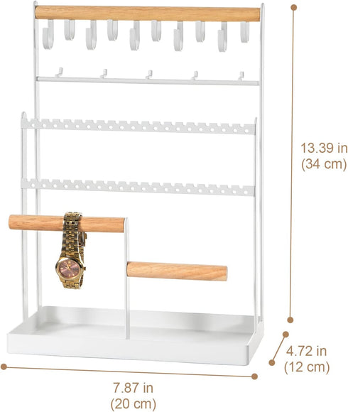 ProCase 6 Tier Jewelry Organizer Stand, Necklace Holder with 15 Hooks, Jewelry Tower Display Rack for Earrings, Rings -