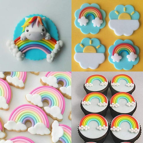 9Pcs Rainbow & Cloud Fondant Cutter Set, Cake Decorating Tools for Sugarcraft, Polymer Clay, Cookies, Biscuit Cutters