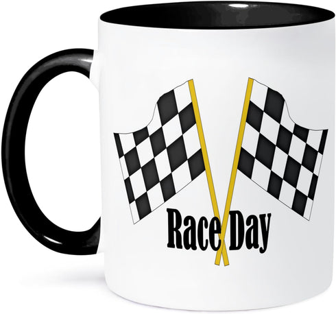 3dRose Car Race Start Your Engine Sign Mug, Black, 11 oz