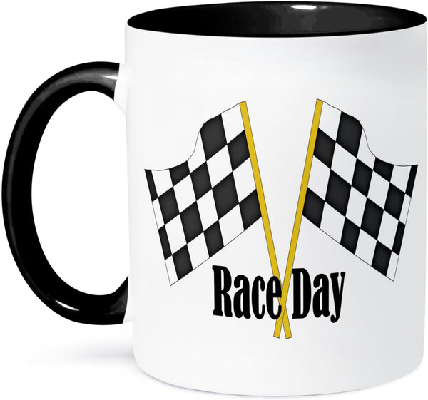 3dRose Car Race Start Your Engine Sign Mug, Black, 11 oz