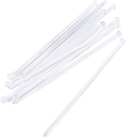 Gmark 6 Inch Plastic Round Top Swizzle Sticks 100 ct Clear, Ball Head Stirrer 100 Pack GM1003D