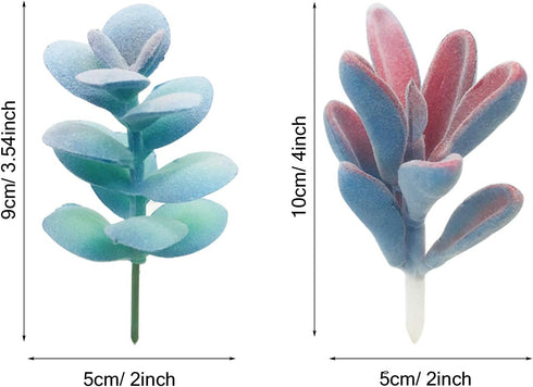 Woohome 10 PCS Artificial Succulent Plants, Unpotted Faux Succulent Assortment in Flocked Blue for Birthday Home Decor