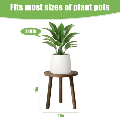 SEQUEDA Wood Plant Stands Indoor, Updated Single Plant Stand Modern Plant Table for Large Plants, Wooden Plant Stool
