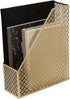 BLU MONACO Gold Magazine File Holder, Decorative Metal Magazine Organizer Bin for Desk & Shelves