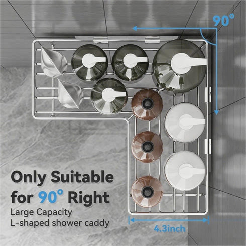 Adhesive Shower Caddy Shelf Organizer Rack,Rustproof Stainless Steel Bathroom Organizer with Large Capacity, No