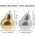 Meiwlong 6 PCS Fake Plastic Pear Silver Golden Decoration New Year Artificial Realistic Fruit Model Faux Lifelike