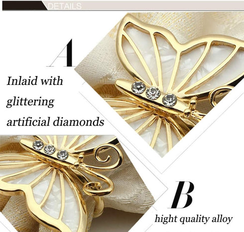 Butterfly Napkin Ring Set of 6, Metal Napkin Rings for Dinner Table Decor - Wedding Birthday Valentine's Day