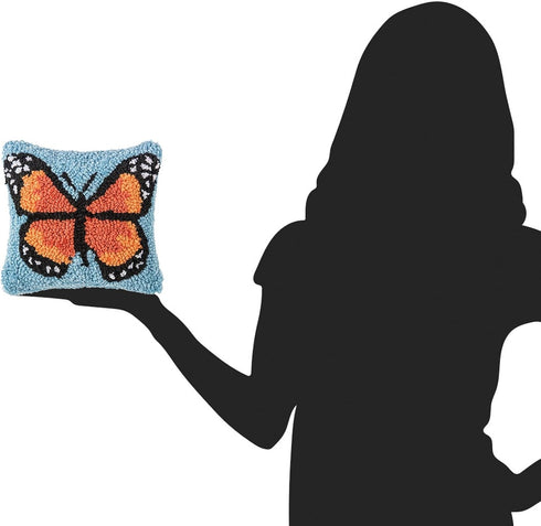 8" 8" Summer 8" 8" C&F Home Monarch Butterfly Blue Small Petite Mini Hooked Accent Pillow x Spring Springtime Home
