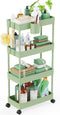 LEHOM Slim Rolling Storage Cart - 4 Tiers Bathroom Organizer Utility Cart