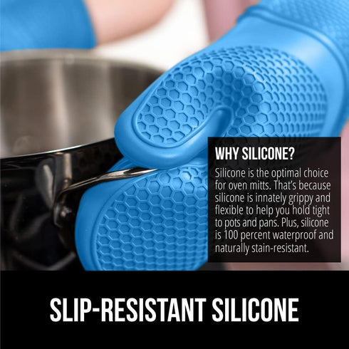 Gorilla Grip Heat and Slip Resistant Silicone Oven Mitts Set, 14.5 in, Extra Long Thick Gloves