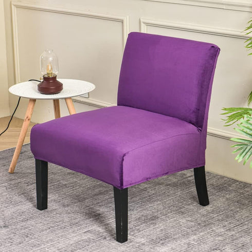OBCREAT Armless Armless Accent Chair Cover,High Stretch Slipper Chair Slipcovers Soft Velvet Chair Covers with Elastic